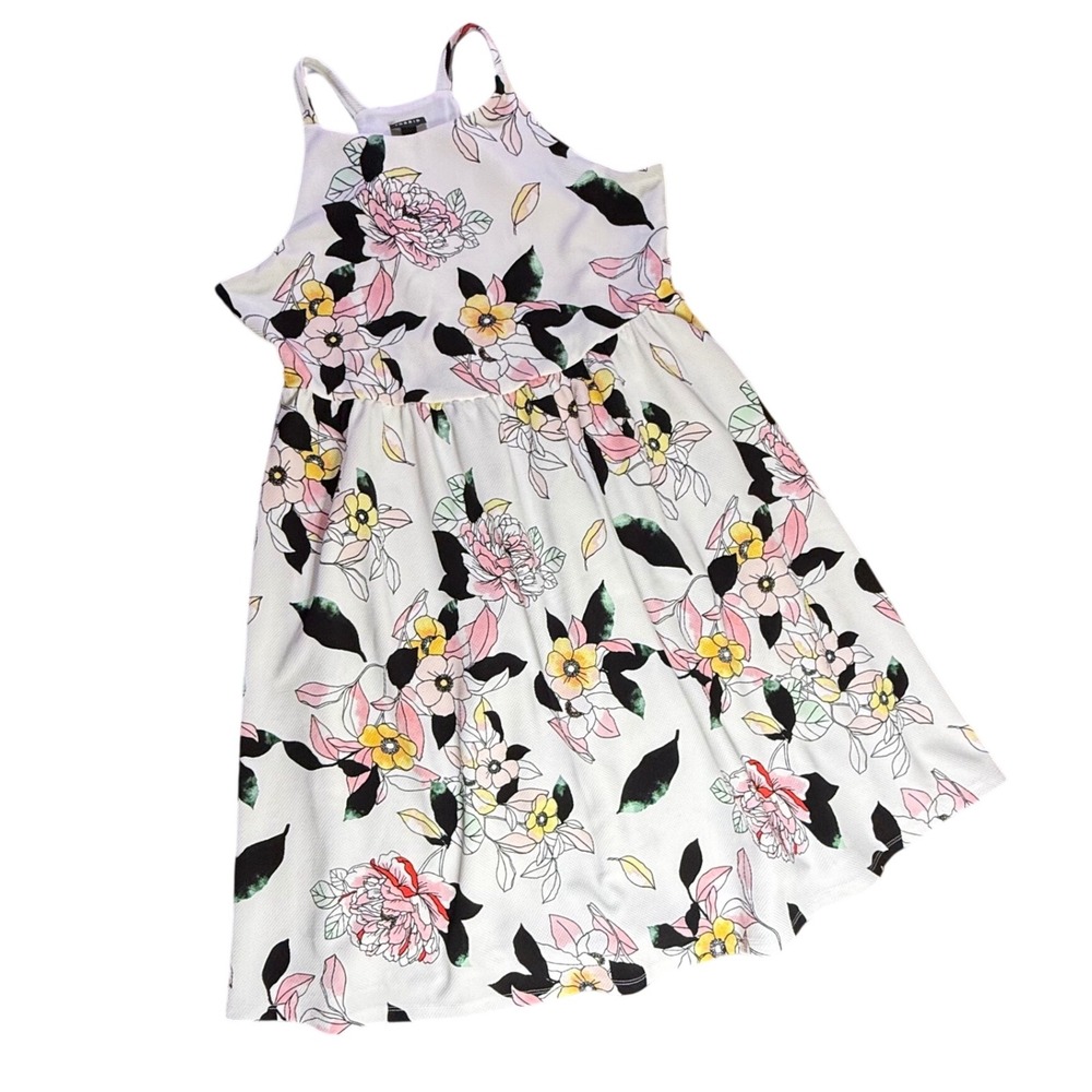 Torrid Floral Print Dress Sleeveless Casual Sundress White Pink Yellow 1